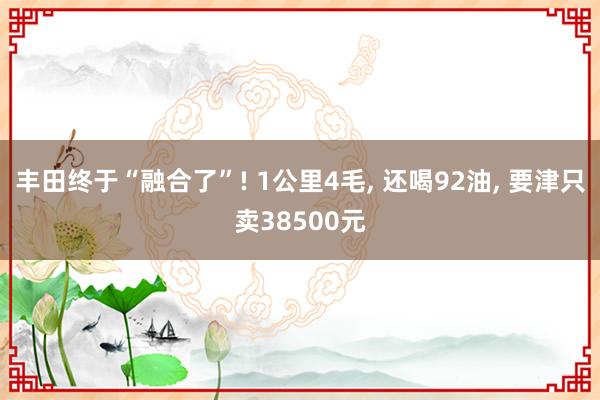 丰田终于“融合了”! 1公里4毛, 还喝92油, 要津只卖38500元