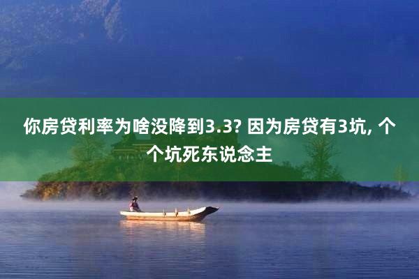 你房贷利率为啥没降到3.3? 因为房贷有3坑, 个个坑死东说念主